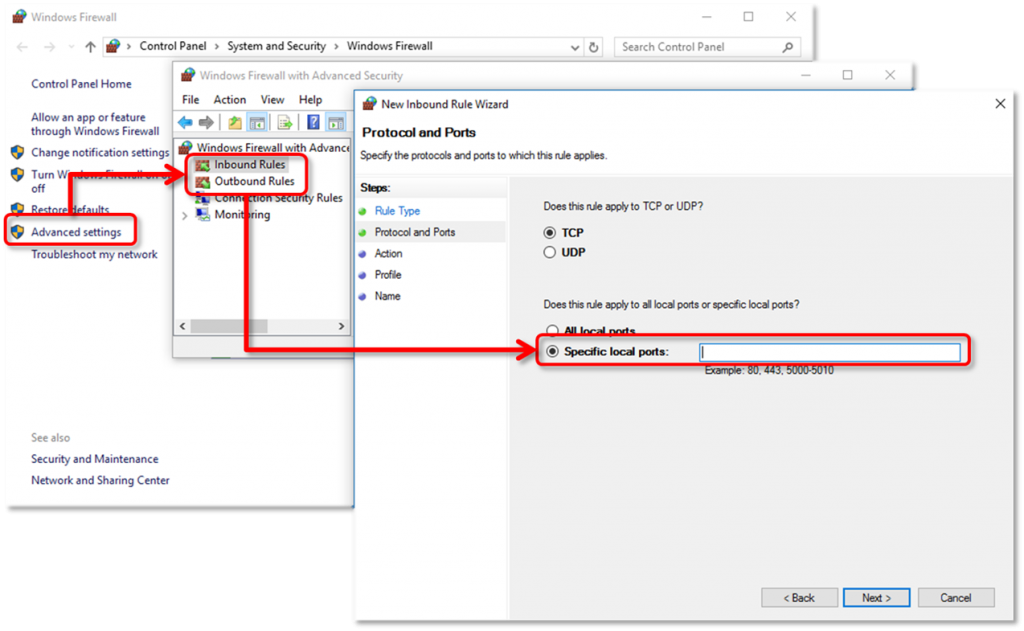 Configure Firewall to communicate with QuickBooks - Screenshot