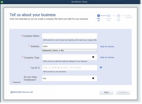 Create a New Company File - Screenshot