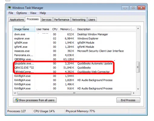 End QuickBooks Processes - Screenshot