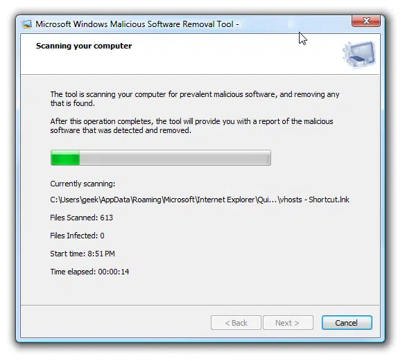 Execute the System Virus or Malware Scan - Screemshot