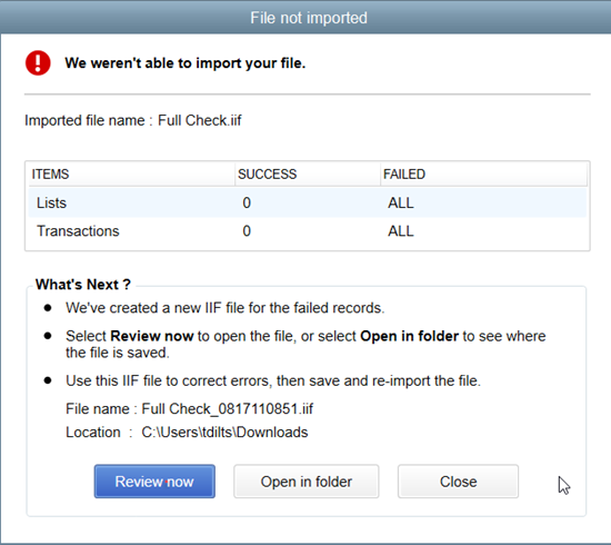 IIF (Intuit Interchange Format) List and Data Imports - Screenshot