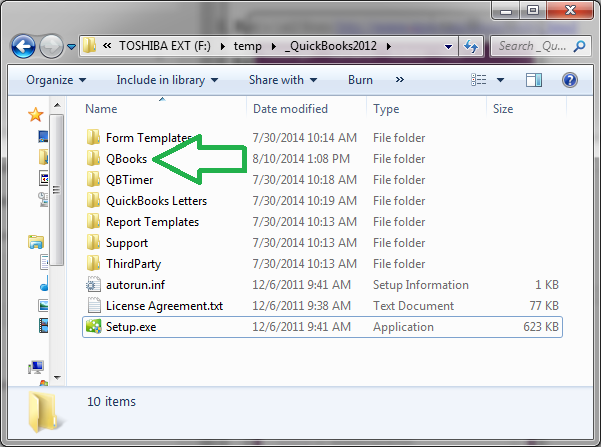 Make changes in the setting of your QuickBooks Folder Location - Screenshot