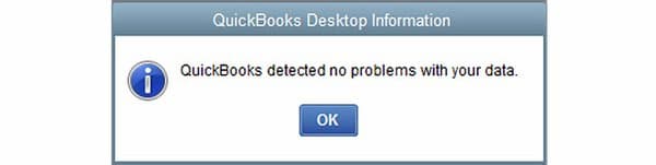 No problem detected in QuickBooks company file - Screenshot Image