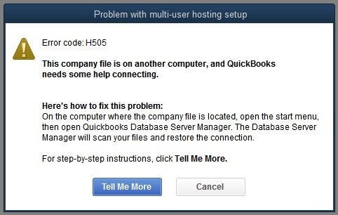 QuickBooks Error Code H505 - Screenshot