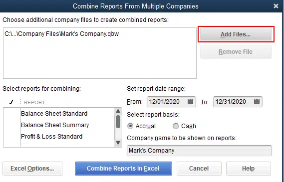 Steps to combine reports from multiple companies - Image 1
