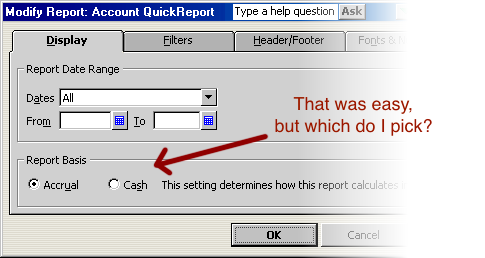 Switch the report to accrual basis (Step 1) - Screenshot