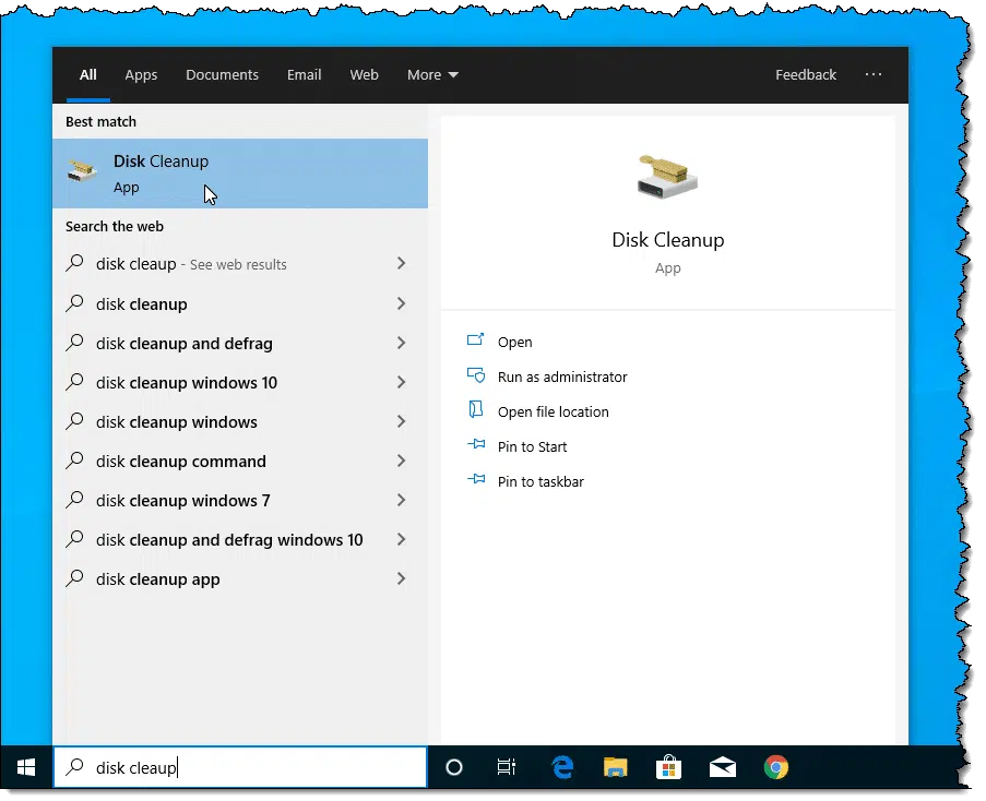 Disk cleanup - Screenshot Image