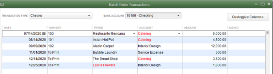 Enter Transaction by batch in QuickBooks Desktop - Screenshot 3