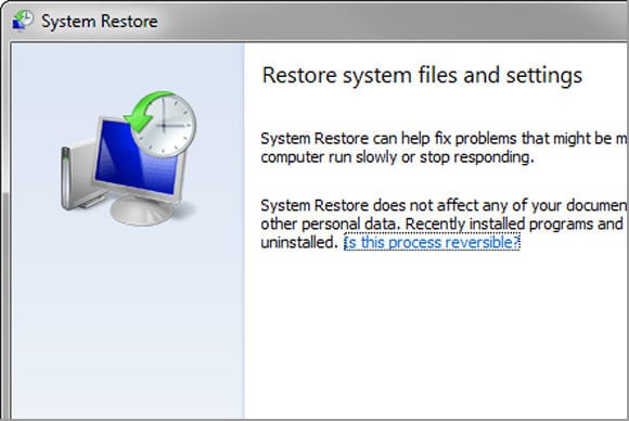 Restore your computer - Screenshot