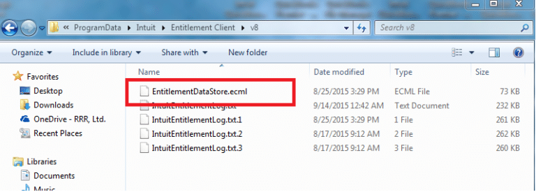 Delete the EntitlementDataStore.ecmlE28099 file - Screenshot