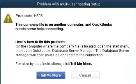QuickBooks error message H505 - Screenshot