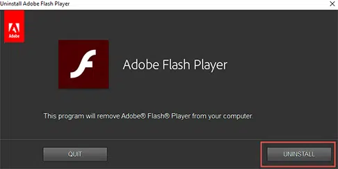 Uninstall and re-install Adobe Flash player - Screenshot Image
