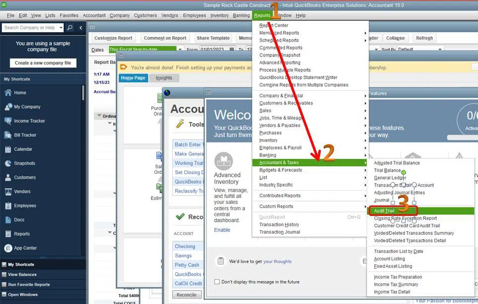 Audit Trial Option - Screenshot