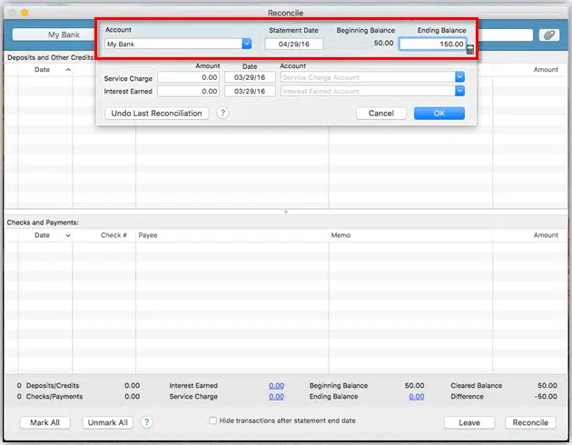 QuickBooks reconcile - Image 1