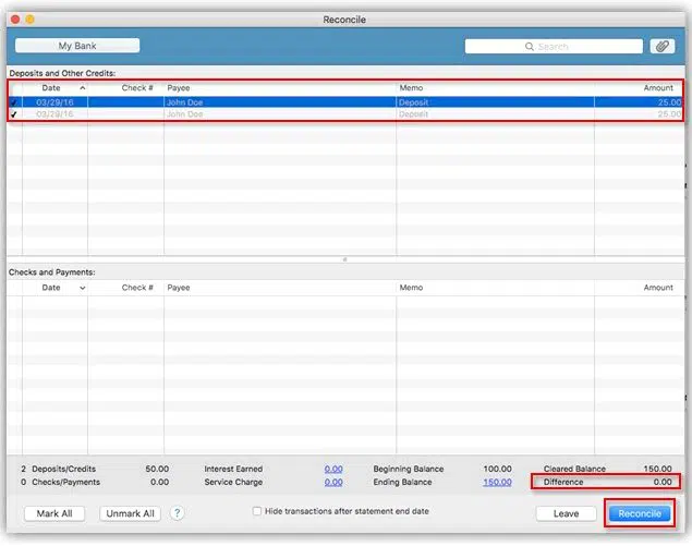 QuickBooks reconcile - Image 2