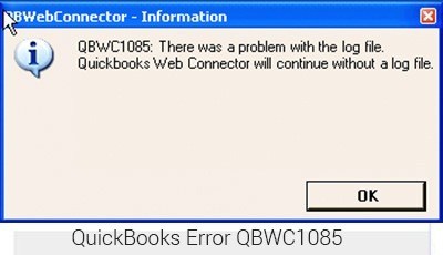 QuickBooks Web Connector Error QBWC1085 Screenshot
