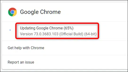 Update Google Chrome Browser - Screenshot