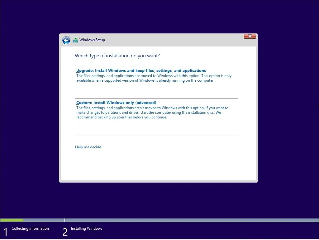 Perform a Clean Installation of Windows - Screenshot