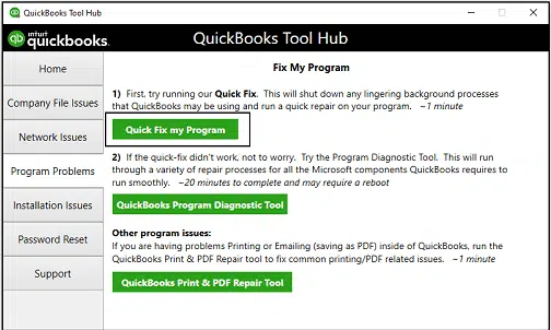 Run Quick Fix My Program