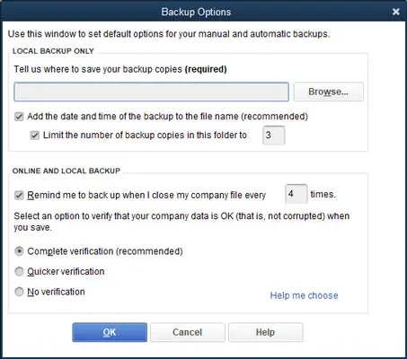 Backup options - Image