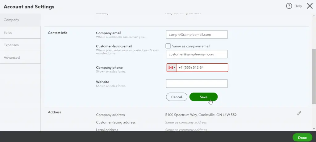 Checking the company settings - Image