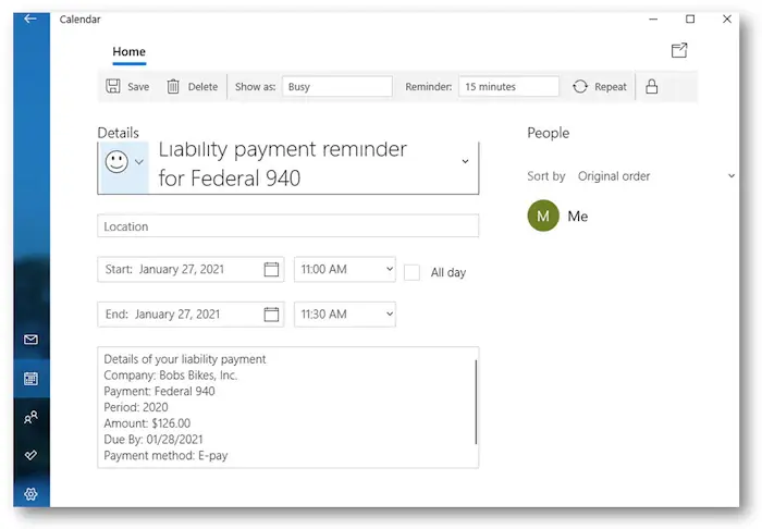 Payroll liability reminders