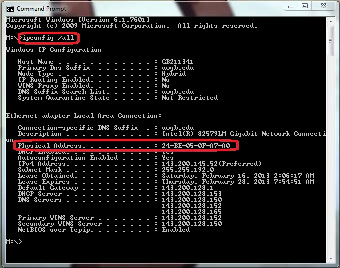 Enter ipconfig-all - Screenshot