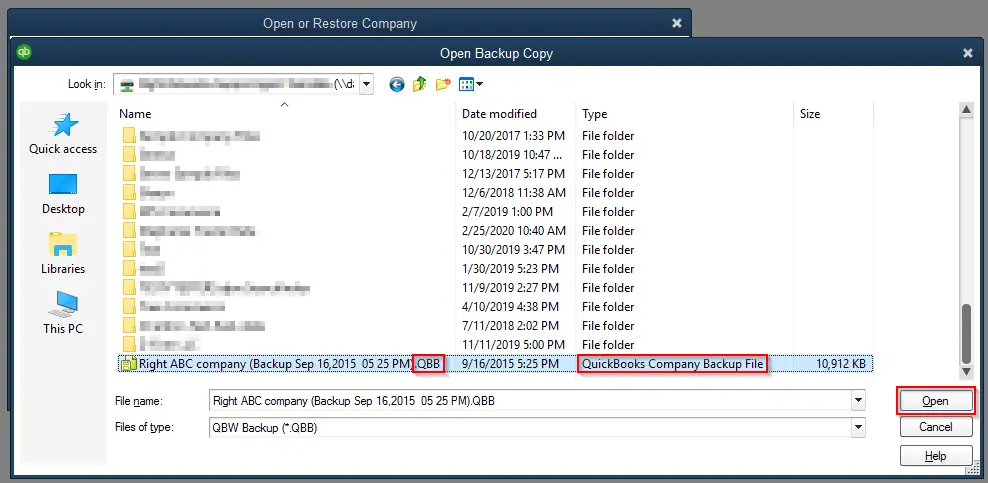 QuickBooks backup file - Image