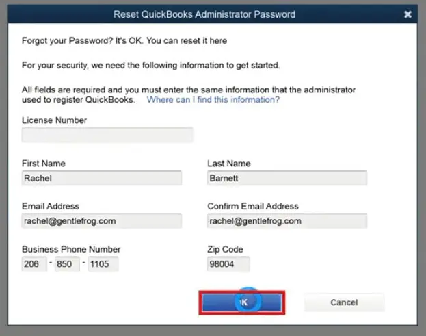 Reset QUickBooks desktop admin password - Image