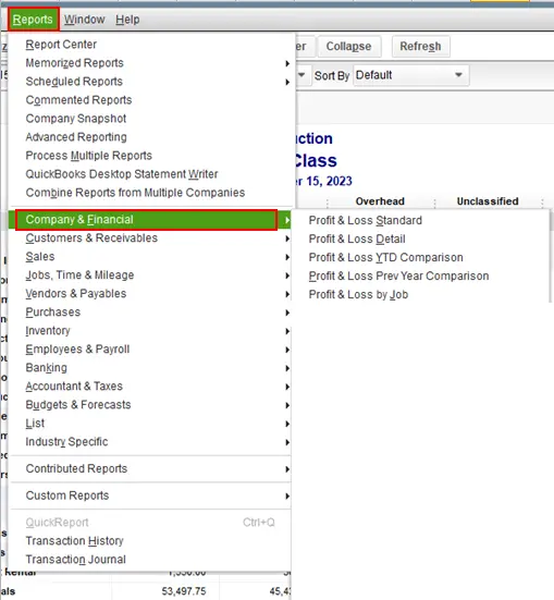 Running a profit and loss reports - Image