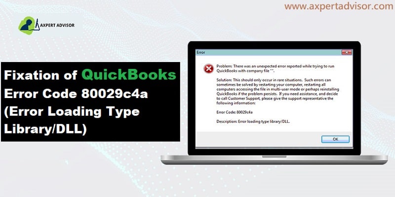 Fixation of QuickBooks Error Code 80029c4a (Error Loading Type Library or DLL) - Featuring Image