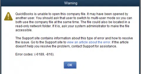 QuickBooks Error 6189 816