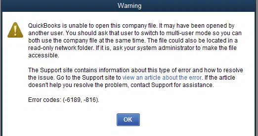 QuickBooks Error 6189, 816 - Image