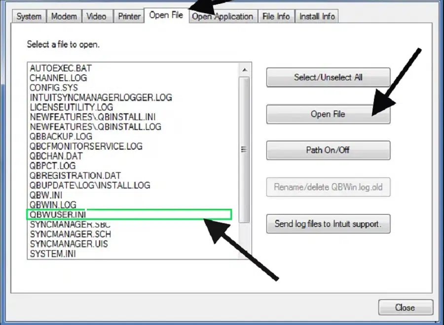 Rename the QuickBooks.INI file