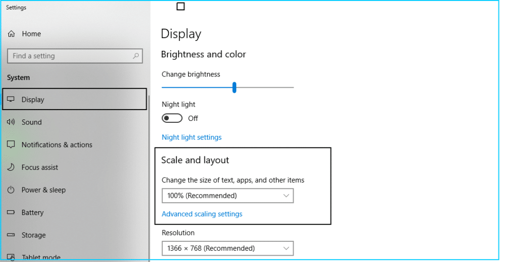 Change the settings of the Windows DPI - Image