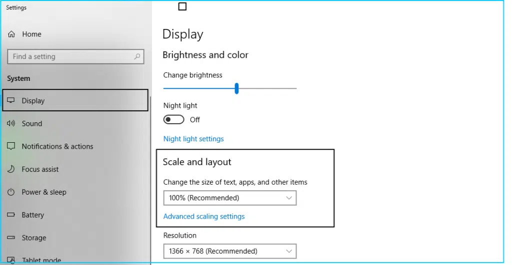 Change the settings of the Windows DPI - Image