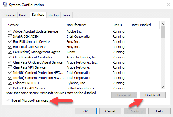 Disable all in selective startup option - Screenshot Image