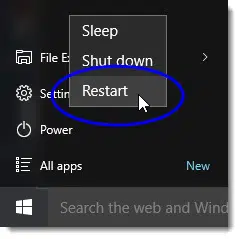 Restart PC - Screenshot Image