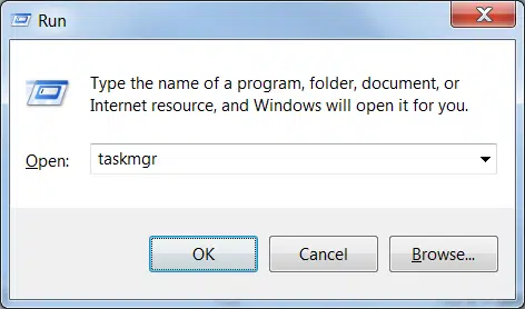 Type taskmgr command - Image