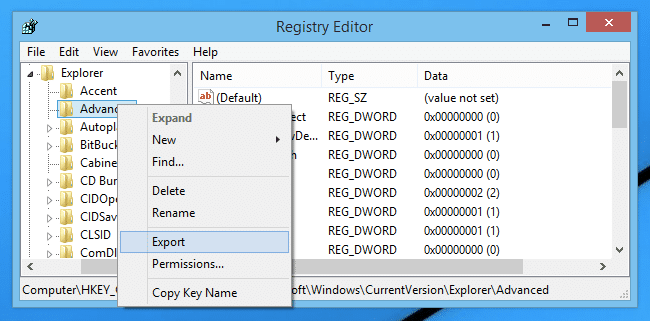 Use Registry Editor Screenshot