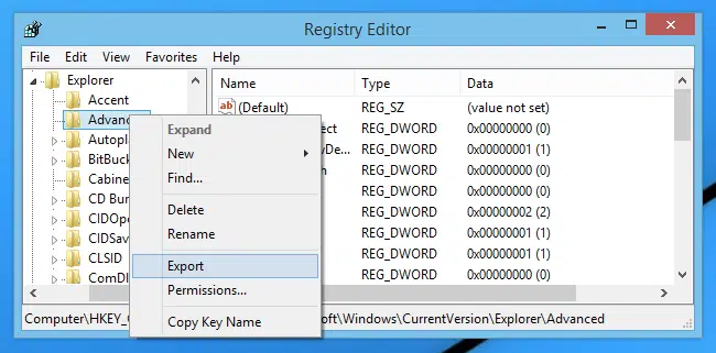 Use Registry Editor Screenshot