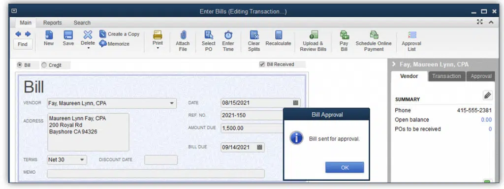 Bill approval process feature - Image