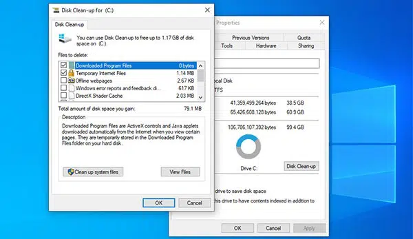 Clean the system junk files - Screenshot