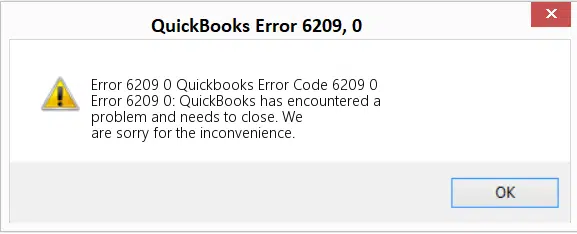 QuickBooks Error Message 6209 - Image