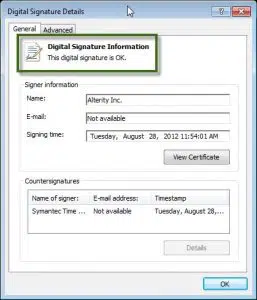 Download and install a digital signature certificate Screenshot 257x300