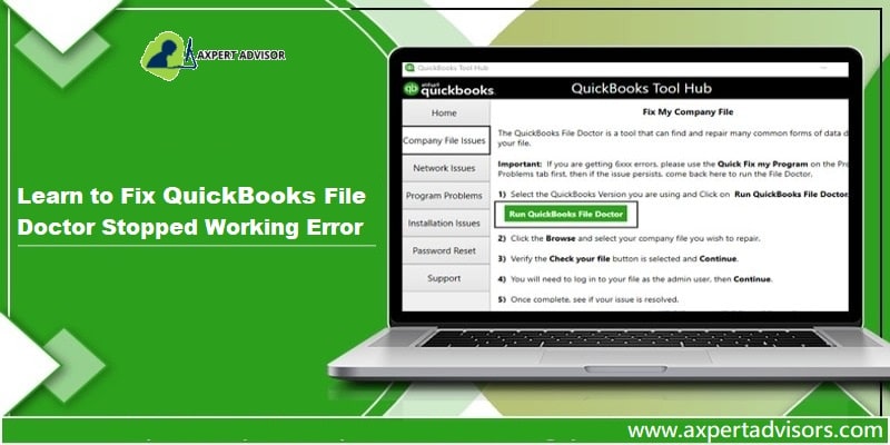 Fixing QuickBooks File Doctor Crashes or not Working error - Featuring Image