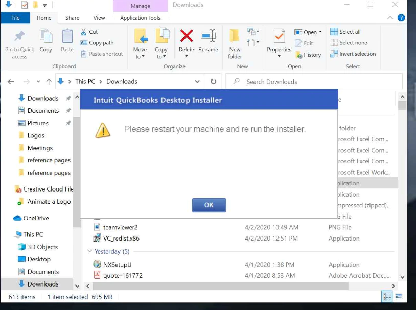 QuickBooks 2022 installer keeps forcing reboot - Image