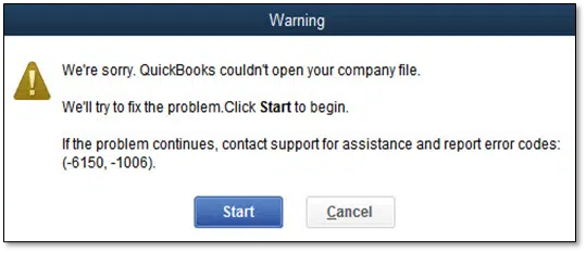 QuickBooks error code 6150, -1006 - Image