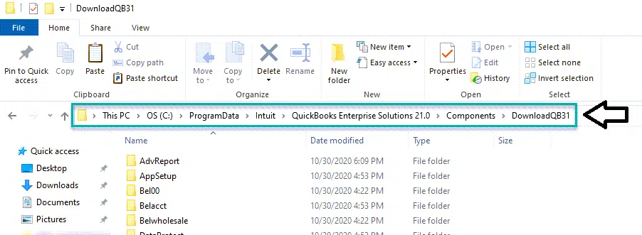 Rename the QuickBooks Update folder - Image