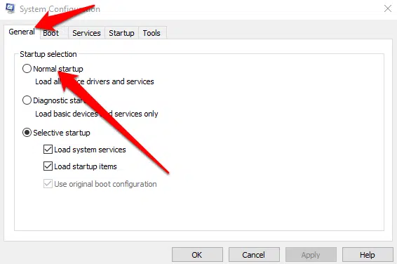 Select normal startup - Image